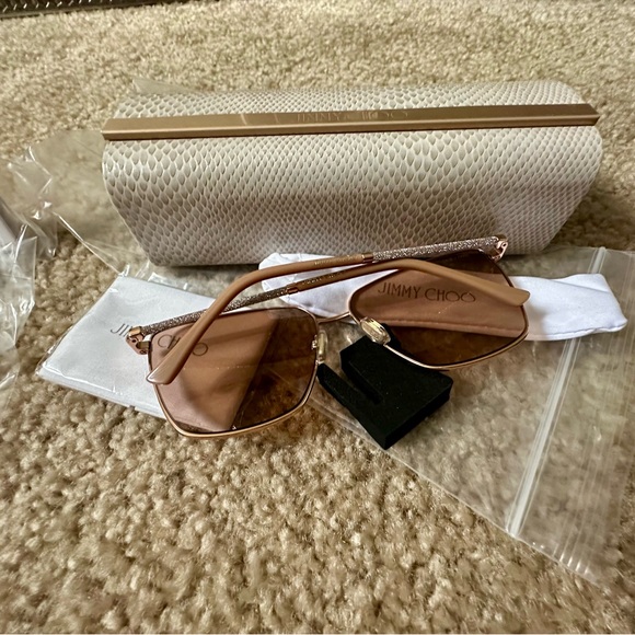 Jimmy Choo | LAVI 60mm Sunglasses in Gold Havana w/ Brown Gradient & Flash Lense - Picture 7 of 12